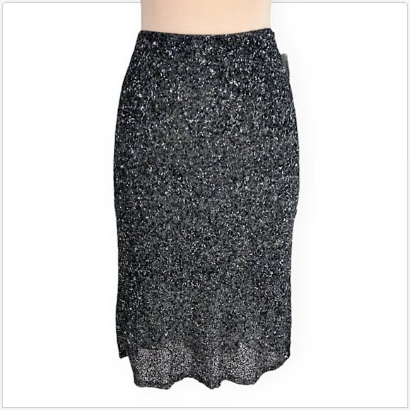 Badgley Mischka Couture Charcoal Gray Heavily Beaded Sequin Evening Skirt NWT 4 - Picture 3 of 5